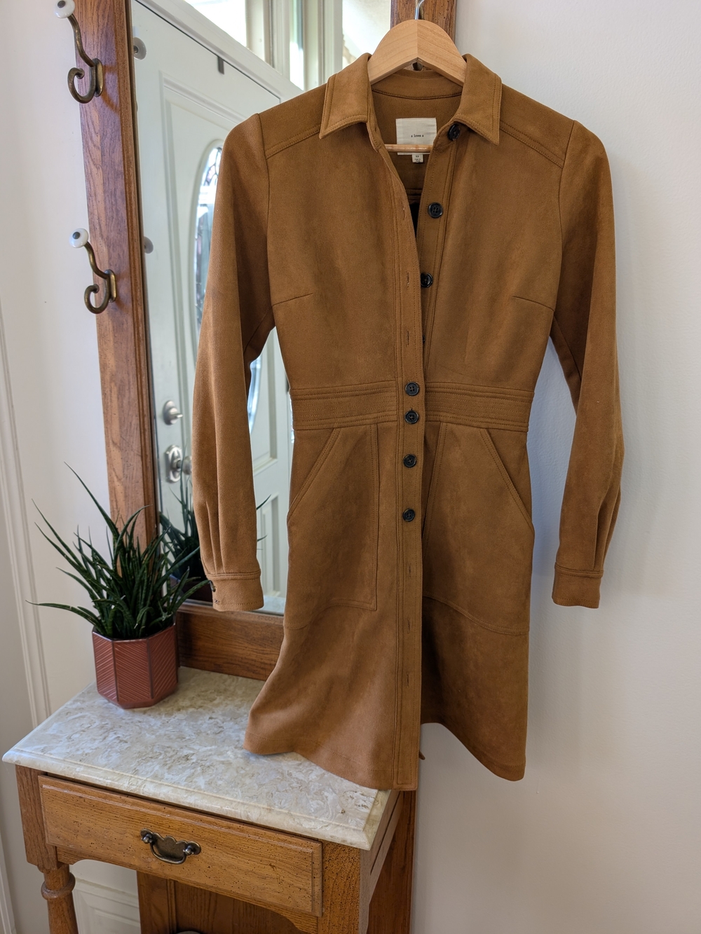 Women's Vintage Western Style a loves a Tan Faux Suede Longline Jacket XS
